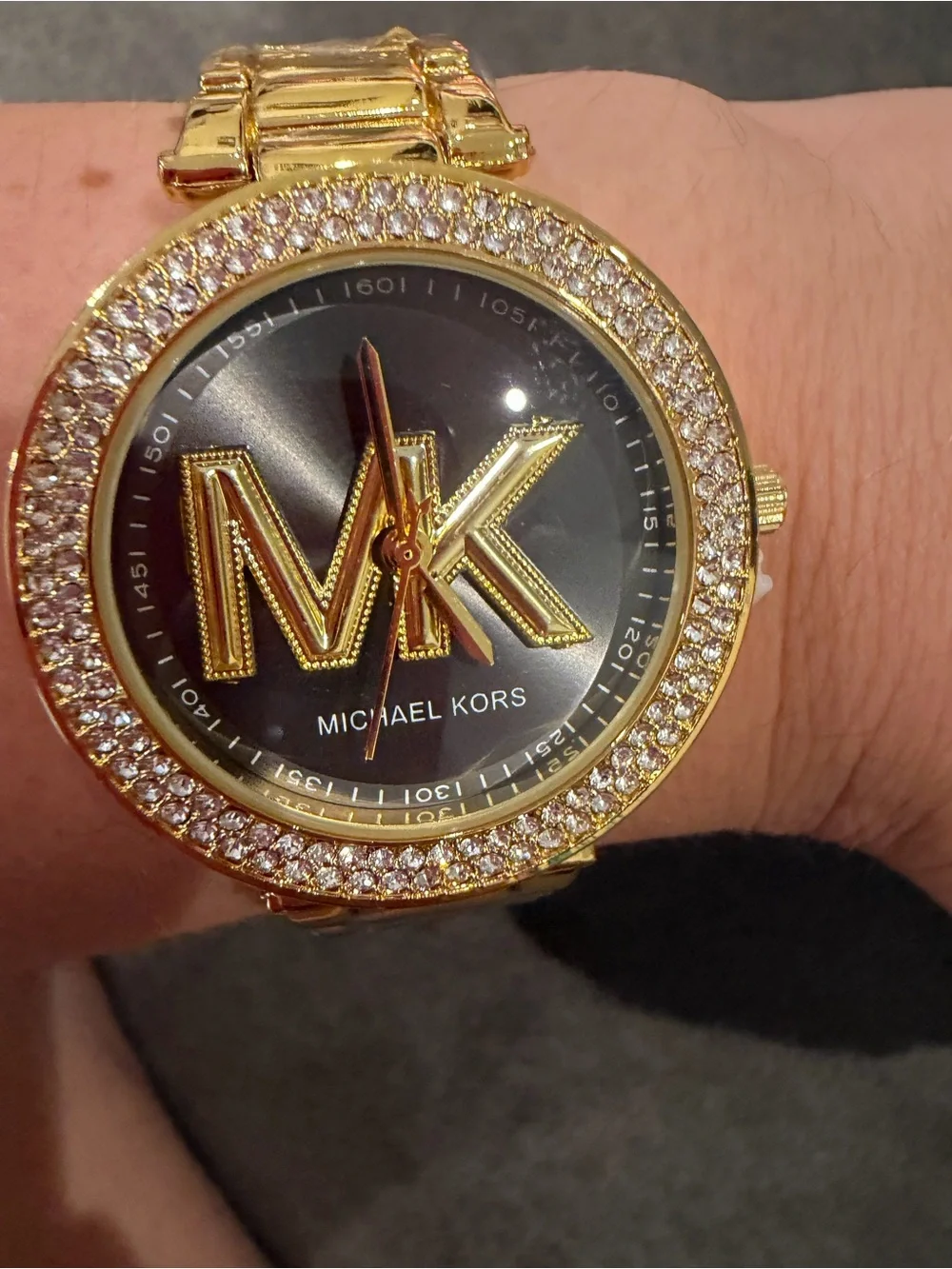 New Michael Kors Gold and Black Logo Bracelet Watch